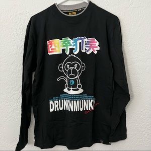 NWT Japanese Drunknmunky black longsleeve tshirt